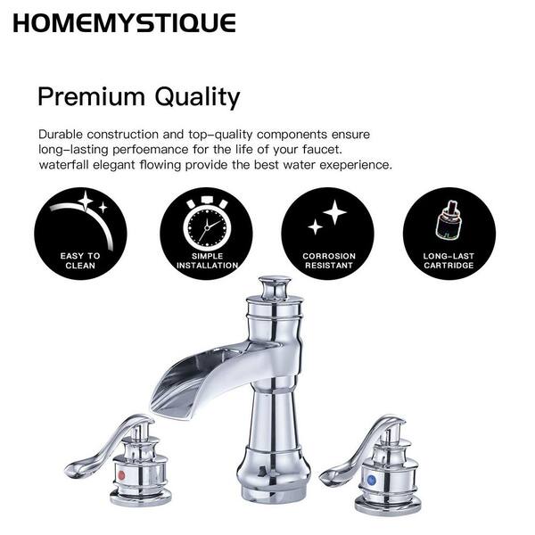 HOMEMYSTIQUE 8 in. Widespread Double Handle Bathroom Faucet with