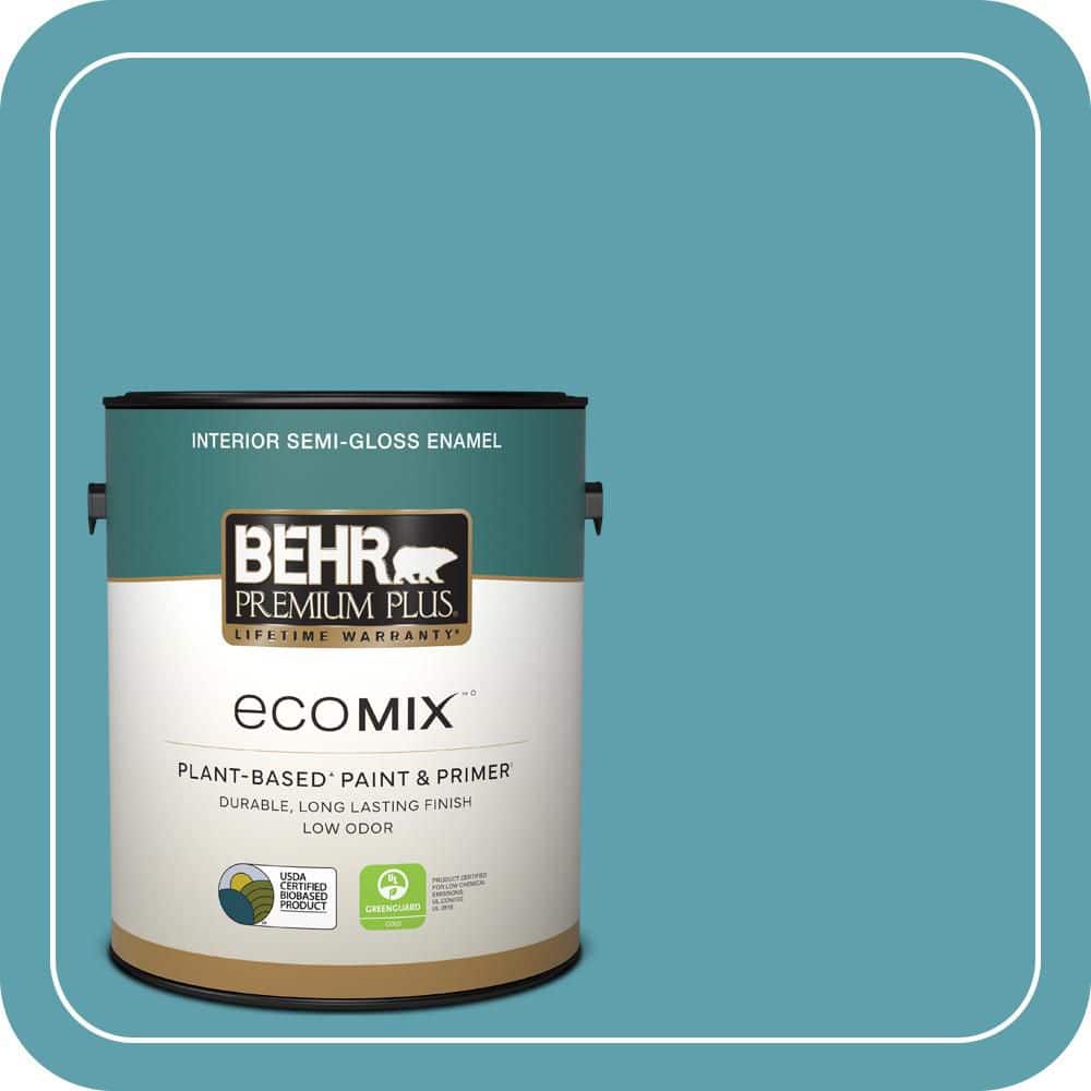 1 gal. #BIC-53 Turquoise Semi-Gloss Enamel EcoMix Plant-Based Interior Paint & Primer price history on PriceWatchPro