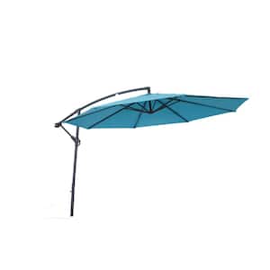 10 ft. Steel Cantilever Patio Umbrella Water-repellent Solution-dyed Canopy Fabric in Light Blue