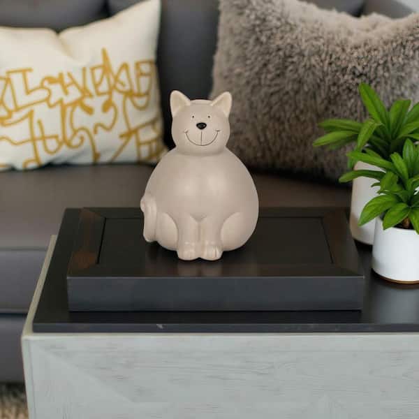 Liv & Skye Gray 5 in. x 6 in. Chubby Kitty Figurine