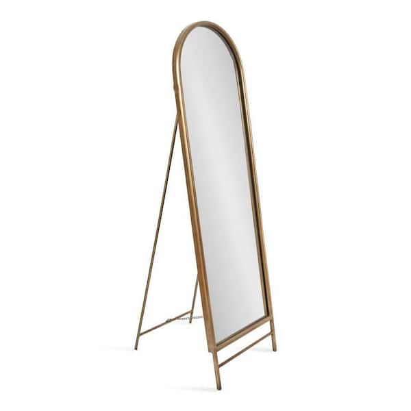 Kate and Laurel Gabrill 18 in. W x 58 in. H Arch Metal Gold Freestanding Mirror