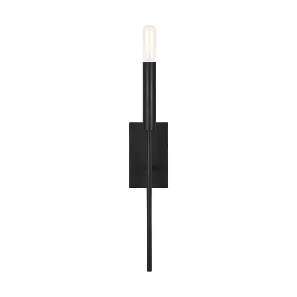 Black Steel Dimmable Wall Sconce with White Drum Shade