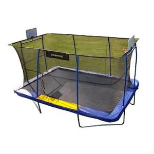 10 ft. x 15 ft. Rectangle Trampoline 2 Basketball Hoops, Footstep, Court Print ASTM Compliant Gymnastic