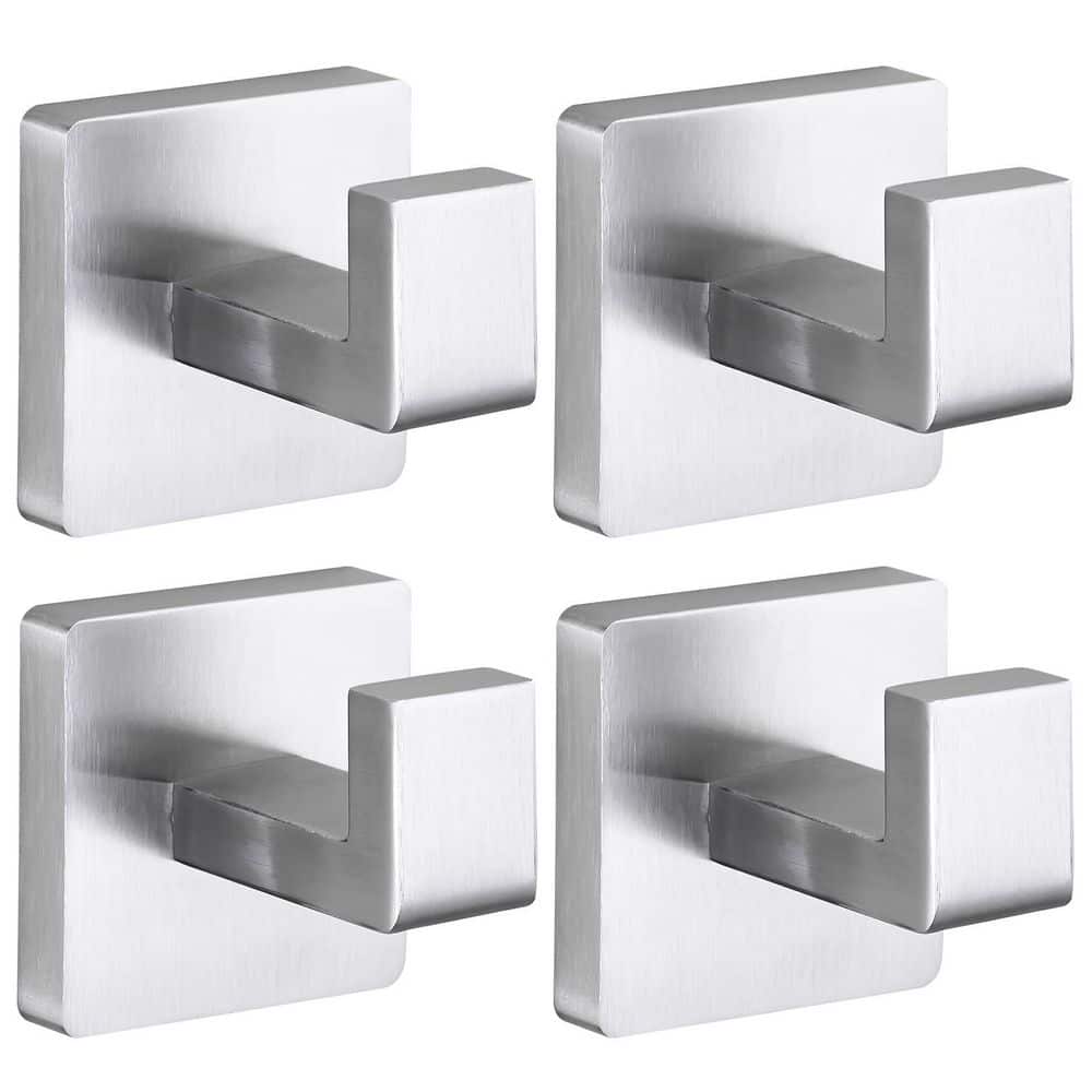 Stainless Steel J-Hook Wall-Mounted Square Hooks, Heavy Duty Towel Hooks for Bathroom, Kitchen, Brushed Nickel (4-Pack) price history on PriceWatchPro