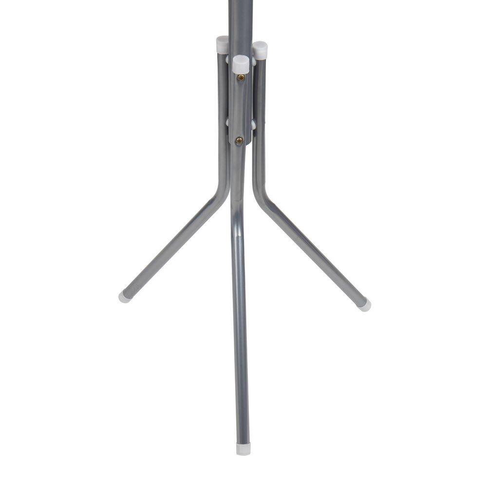 Silver Metal Floor-Standing Coat Rack with Umbrella Stand