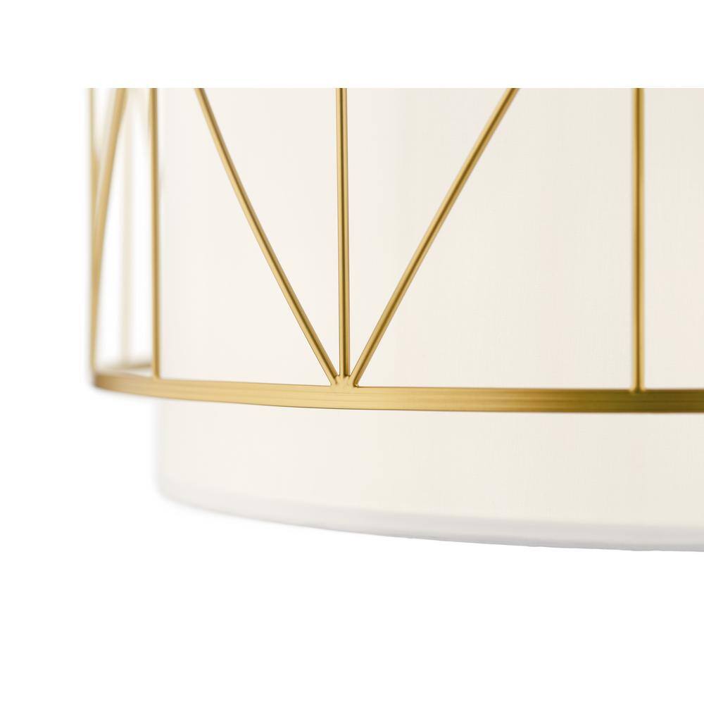 Classic Gold 24" Drum Pendant with Satin Etched Glass