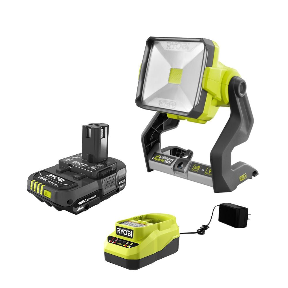 Ryobi One+ 18V Hybrid 20Watt Led Work Light With 2.0 Ah Battery And Charger P721Psk005