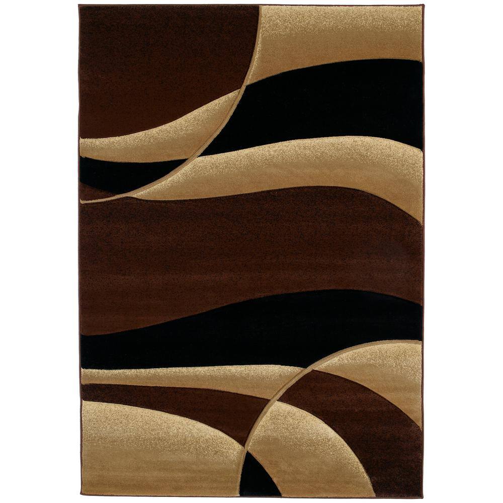 Contours Modern Black 2'x3' Synthetic Accent Rug