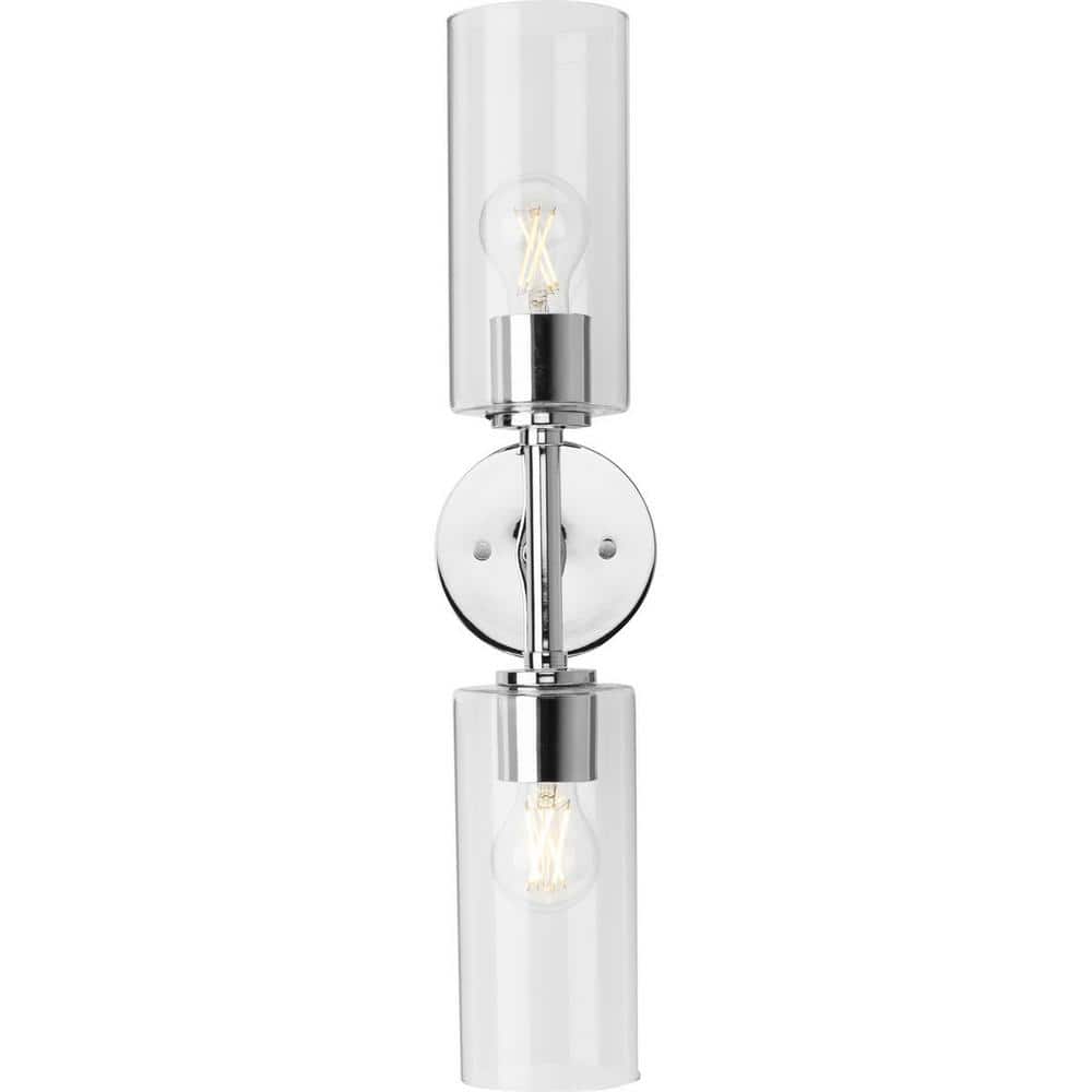 Cofield Polished Chrome Slender Wall Sconce with Cylindrical Glass Shade