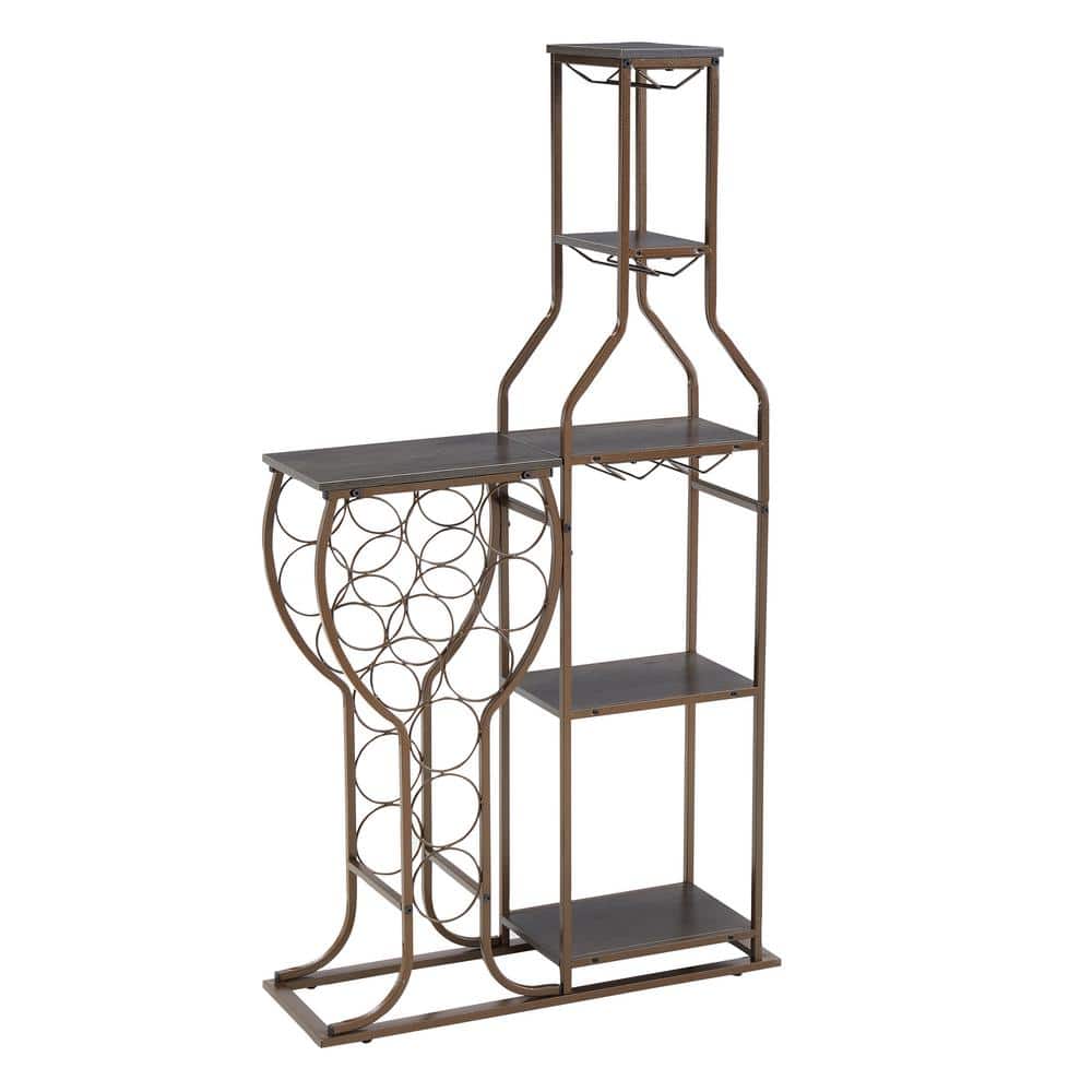 Grey 11-Bottle Wine Bakers Rack, 5-Tier Freestanding Wine Rack with Hanging Wine Glass Holder and Storage Shelves price history on PriceWatchPro