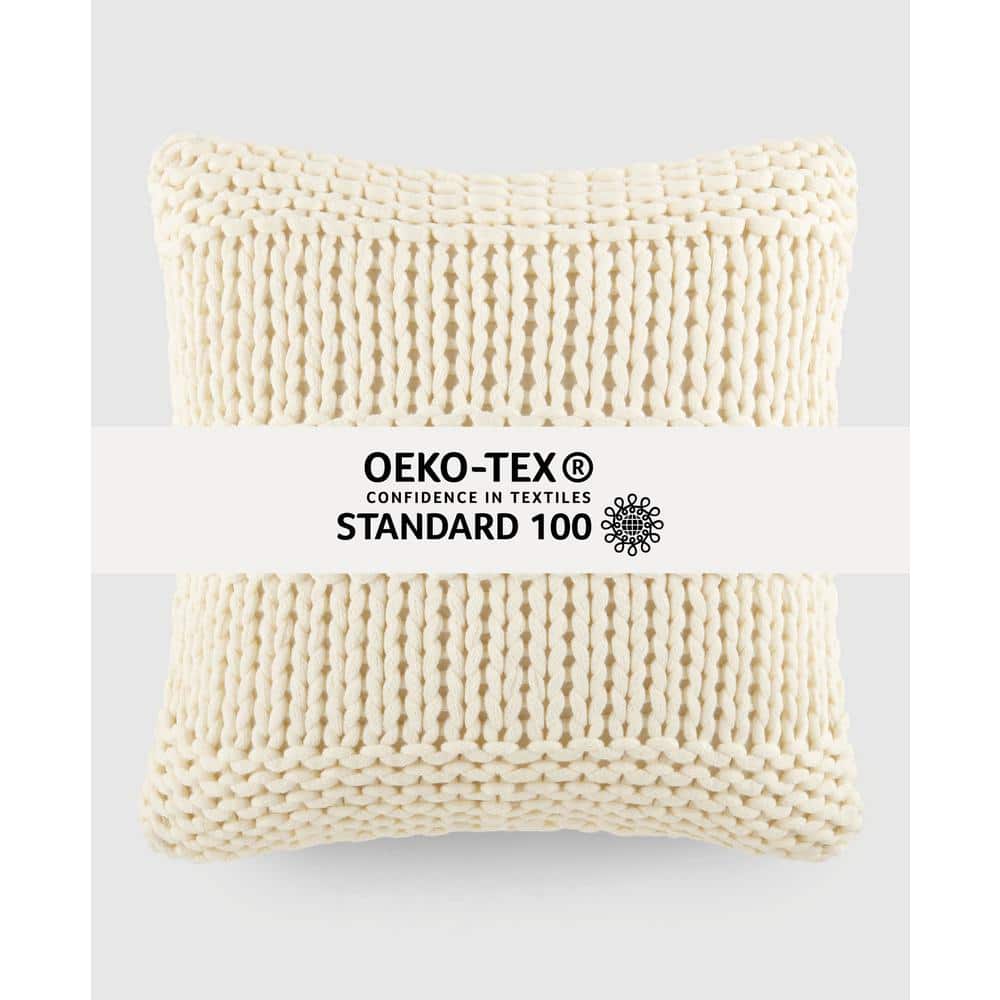 Ivory Chunky Knit Acrylic Throw Pillow Set