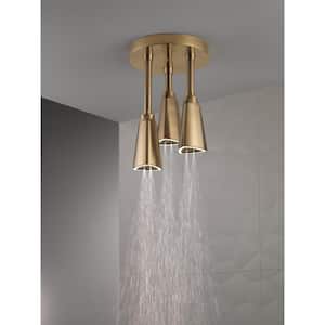 Contemporary Pendant 1-Spray 9 in. Triple Ceiling Mount Fixed Rain H2Okinetic Shower Head in Champagne Bronze