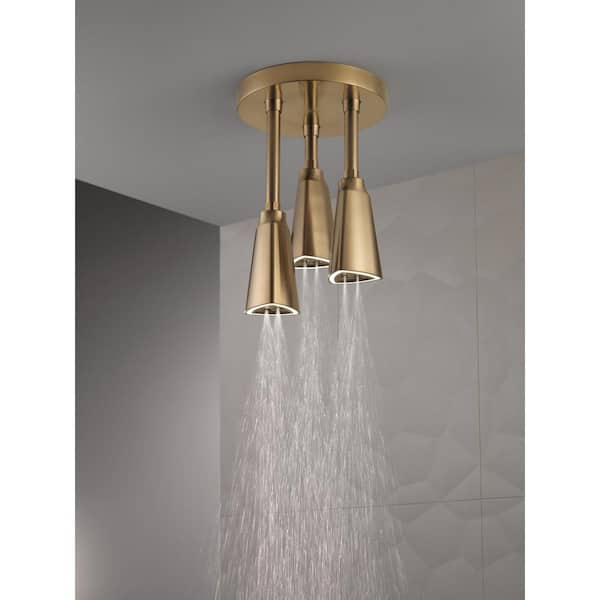 Contemporary Gold 1-Spray Patterns 2.5 GPM 9 in. Ceiling Mount Fixed Shower Head with H2Okinetic in Champagne Bronze