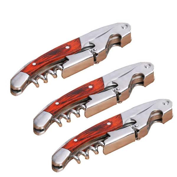 Professional Waiter Corkscrew Wine Key with Long Rosewood Handle, Foil Cutter, Set