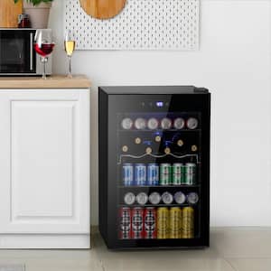 20.28 in. W Single Zone 37-Bottle or 145-Can Beverage and Wine Cooler in Black