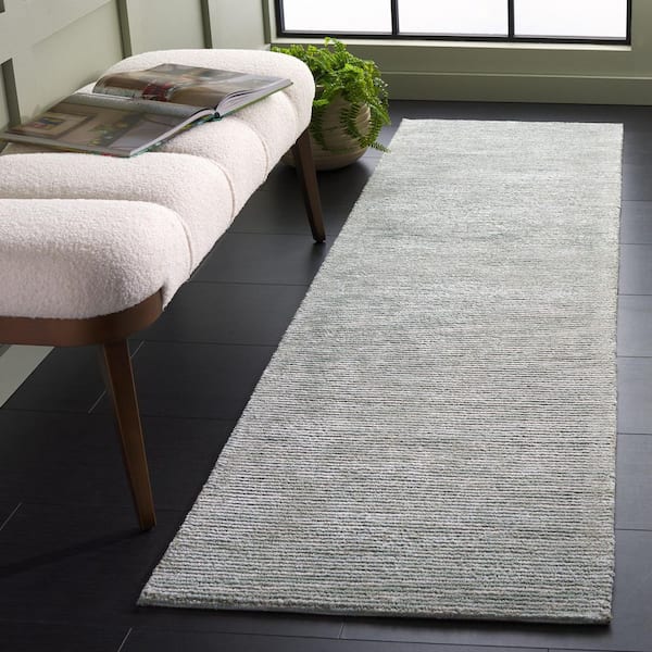 Soho 2 ft. x 8 ft. Green Distressed Striped Runner Rug