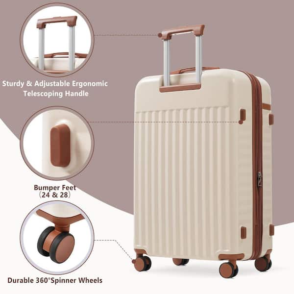 Merax 5 Bags 5-Piece Brown and White Expandable ABS Hardshell