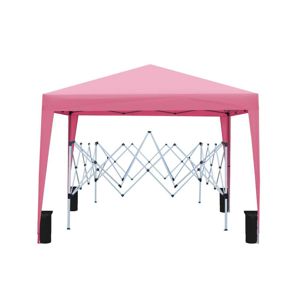 10 ft. x 10 ft. Pink Pop-Up Canopy with 4PCS Weight Sand Bag and Carry Bag
