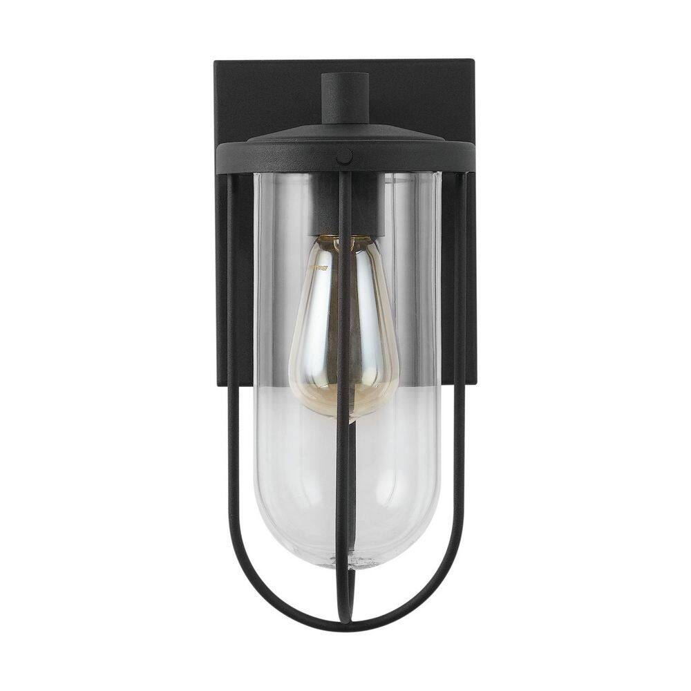 Corbin 12 in. H Black Outdoor Hardwired 1-Light Wall Mount Lantern Sconce with Clear Glass Shade and No Bulbs included price history on PriceWatchPro