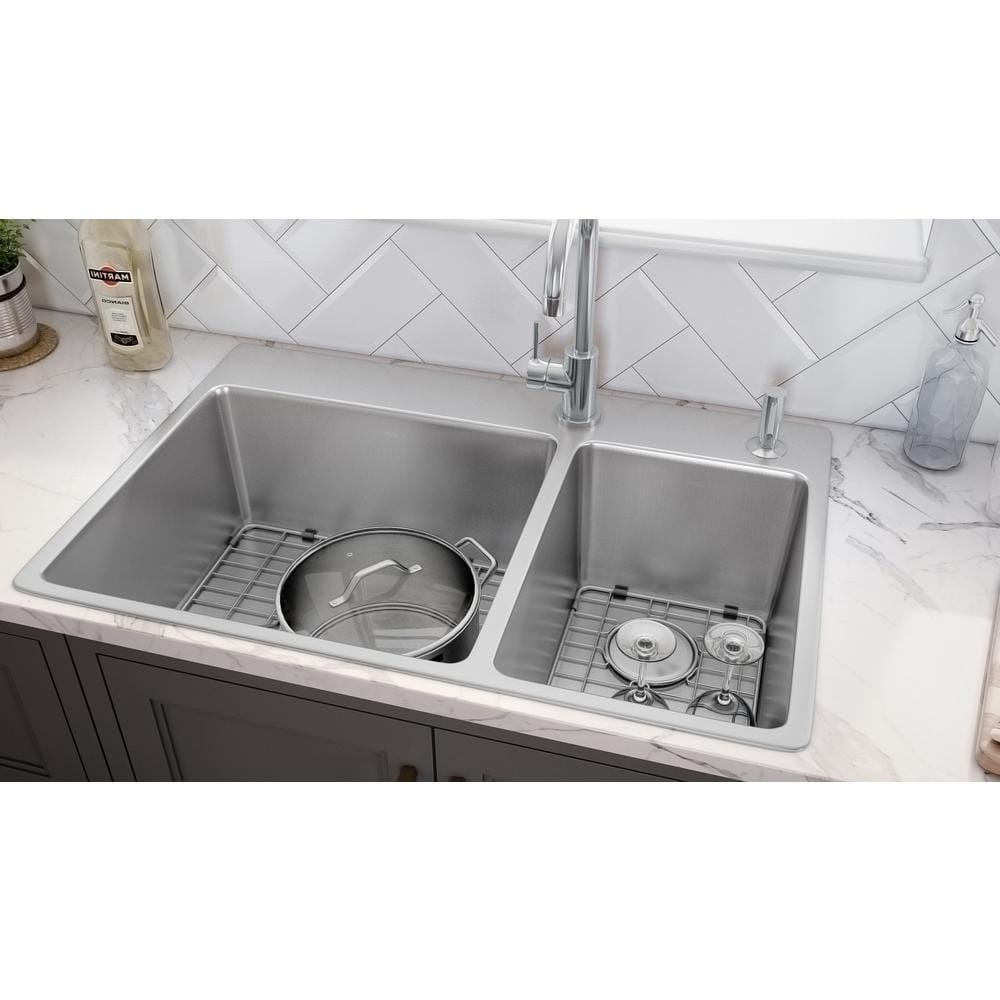 Ruvati 37" Stainless Steel Drop-In Double Bowl Kitchen Sink