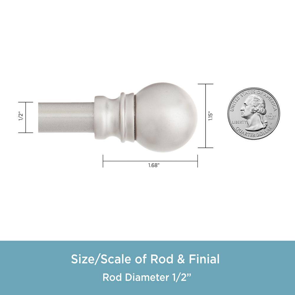 Brushed Nickel Adjustable Petite Café Curtain Rod with Ball Finials