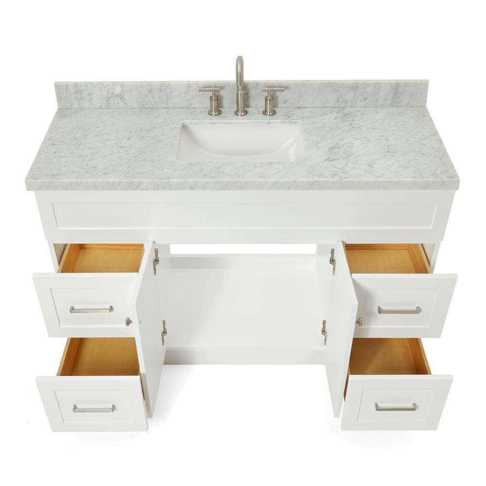 Hamlet 55" White Marble Top Freestanding Single Vanity