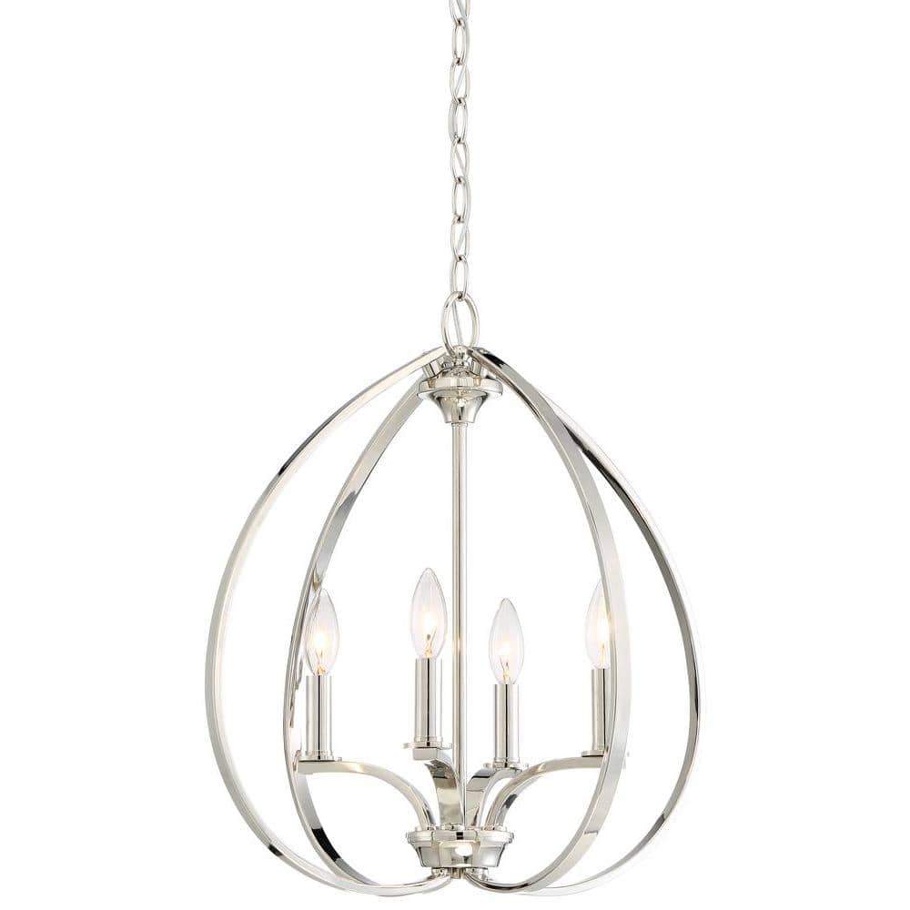 Enchanted Carriage Polished Nickel 4-Light Candelabra Pendant