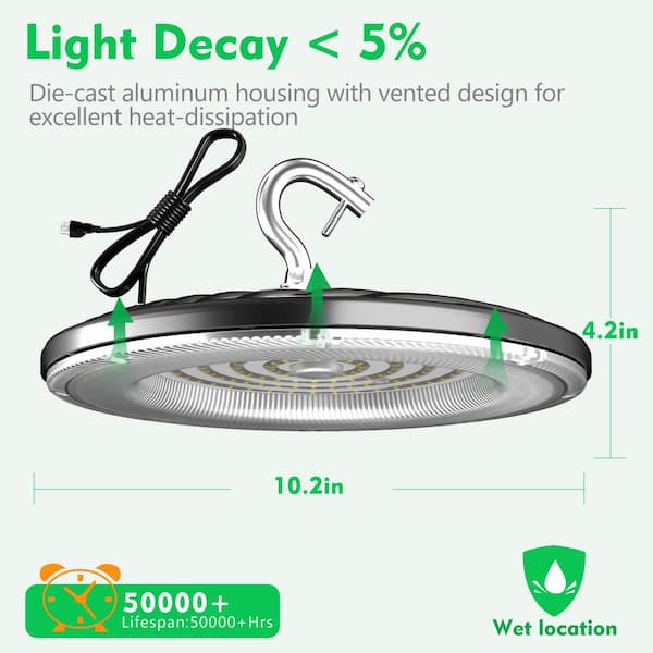 bulbeats 12Pack of 150W LED High Bay Light 22500LM High Bay LED Shop Lights AC100-277V Commercial Bay Lighting for Warehouse