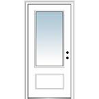 36 in. x 80 in. Left-Hand Inswing 3/4-Lite Clear 1-Panel Primed Fiberglass Smooth Prehung Front Door on 6-9/16 in. Frame