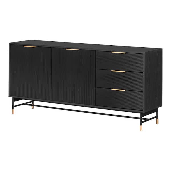South Shore Arlo Ash Oak and Gold Particle Board 63 in. Buffets and Sideboards