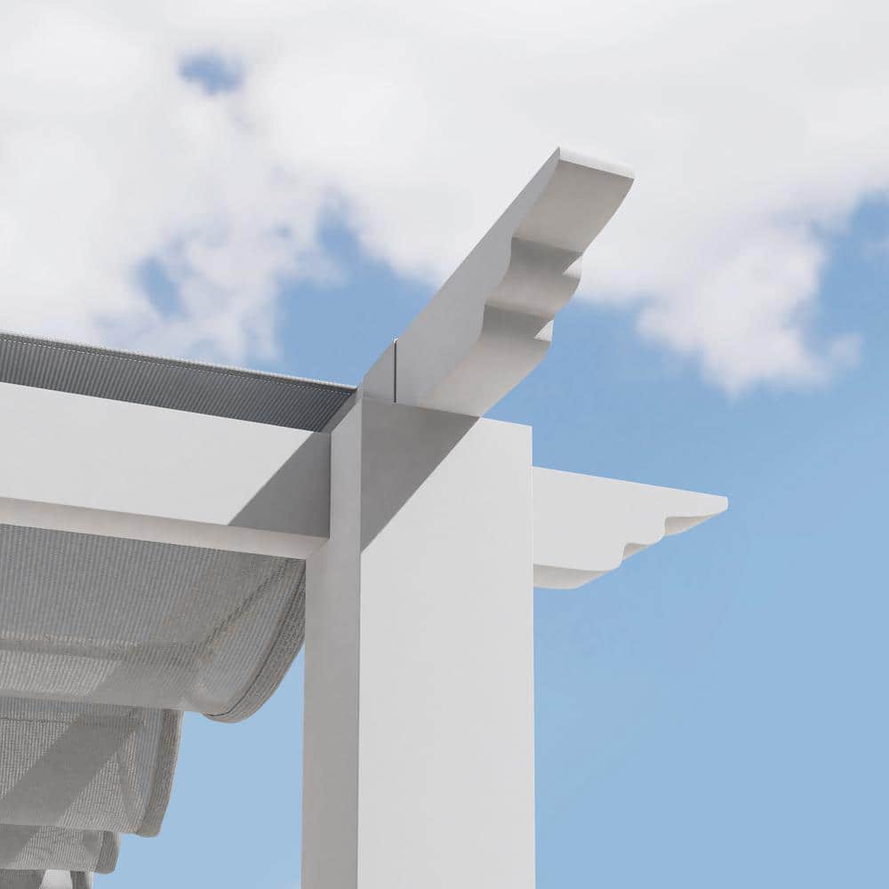 White Aluminum Pergola with Adjustable Silver Canopy, 11' x 11'