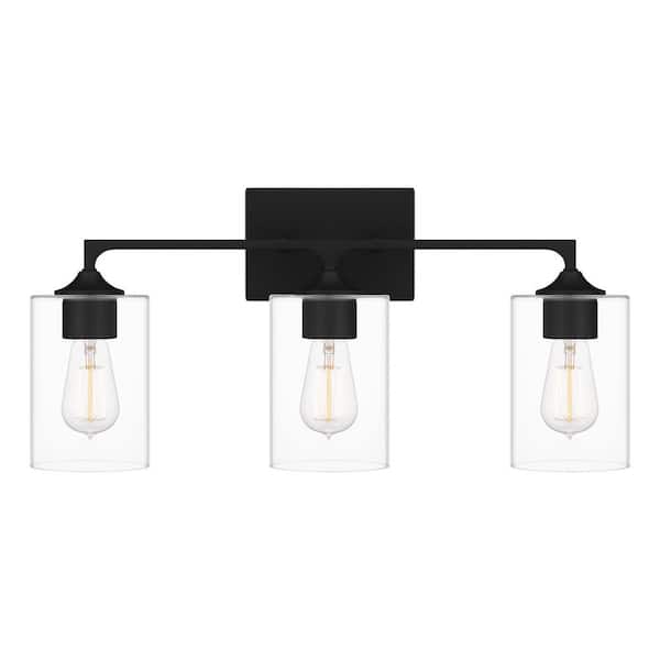 Quoizel Prescott 24 in. 3-Light Matte Black Bath Vanity Light