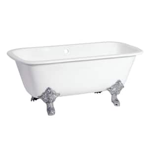 Modern 67 in. Cast Iron Chrome Double Ended Clawfoot Bathtub in White