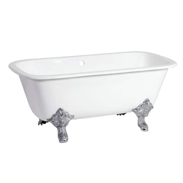 Modern 67 in. Cast Iron Oil Rubbed Bronze Clawfoot Double Ended Bathtub in White
