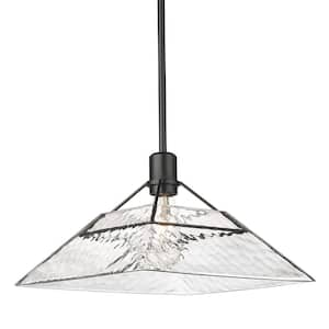 Kepler 1-Light Matte Black Standard Pendant Light with Water Glass Shade