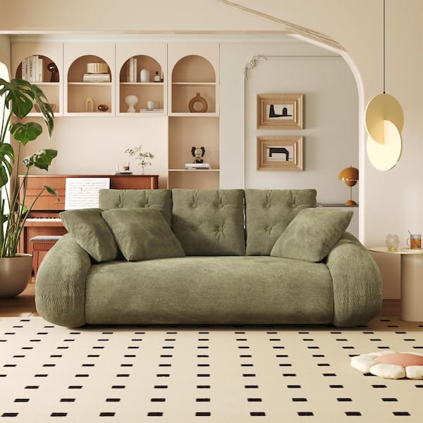 81.5 in. W Corduroy Velvet Convertible Twin Sleeper Size Sofa Bed in Green