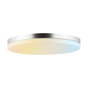 13 in. 1-Light White Round Dimmable Color Selectable Integrated LED Flush Mount