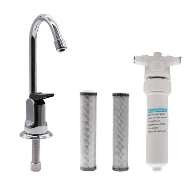Westbrass 6 in. Touch-Flo Style Cold Water Dispenser Faucet Kit with In-line Filter and 2-Pack Cartridges, Polished Chrome
