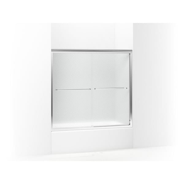 STERLING Finesse 59-5/8 in. x 55-3/4 in. Semi-Frameless Sliding Tub Door in Silver with Handle