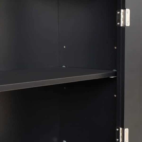 XUJMK 22 in. W x 11 in. D x 67 in. H Black Linen Cabinet, Tall