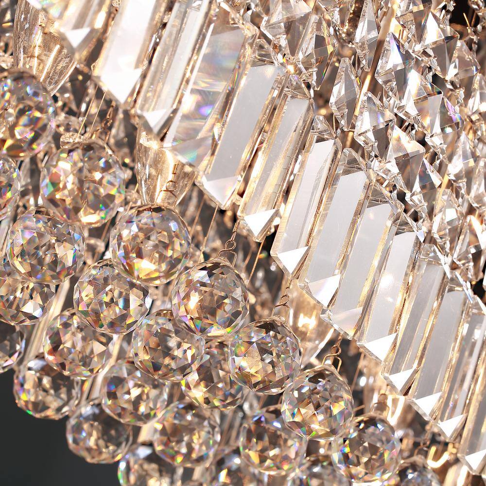 40'' Chrome Crystal Geometric Flush Mount Chandelier