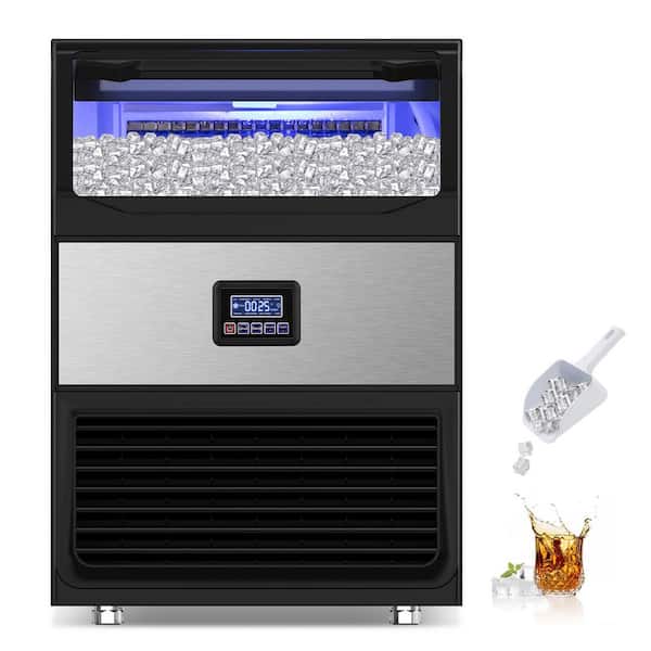 Hooure 24.4 in. Commercial Ice Maker 450 lb./24 H Stainless Steel Freestanding Ice Maker Machine with Full Cube Production