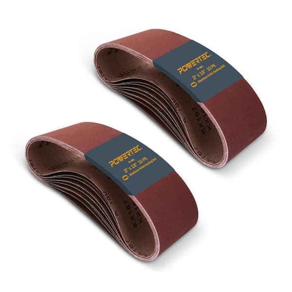 ‎POWERTEC 3 in. x 18 in. Sanding Belts, 80 Grit Aluminum Oxide Belt Sander Sanding Belt for Portable Belt Sander (20-Pack)