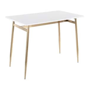Marcel White Wood & Gold Metal 4 Leg Counter Height Dining Table Seats 4