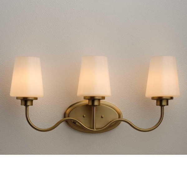 Avec 25 in. 3-Light Brushed Gold Contemporary Bath Vanity Light