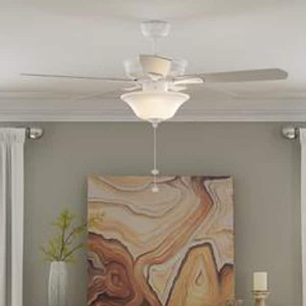 Hampton Bay Wellston II 44 in. LED Matte White 2024 Dry Rated Downrod Ceiling Fan