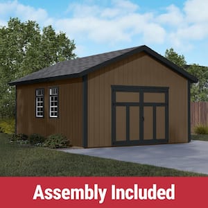 Professionally Assembled Camden 16 ft. x 18 ft. Outdoor Multi-purpose Wood Storage Shed-Black Shingles (288 sq. ft. )