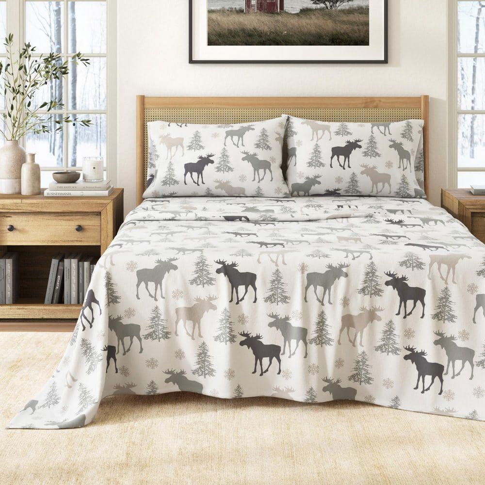 FRESHFOLDS Lodge Inspired Turkish Cotton Flannel Sheet Set, Full