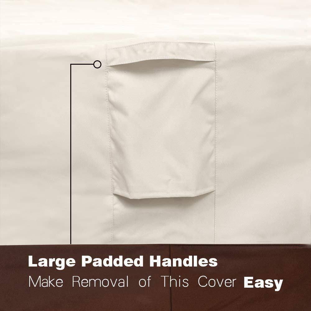 Large Beige and Brown Waterproof Patio Chair Covers with Elastic Hem Cord