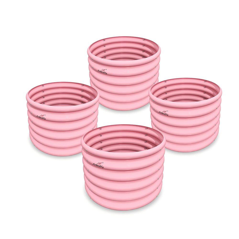 (4-Pack) 24 x 24 x 18 in. Pink Round Galvanized Steel Raised Garden Beds for Planting Vegetables, Flowers, Fruits price history on PriceWatchPro